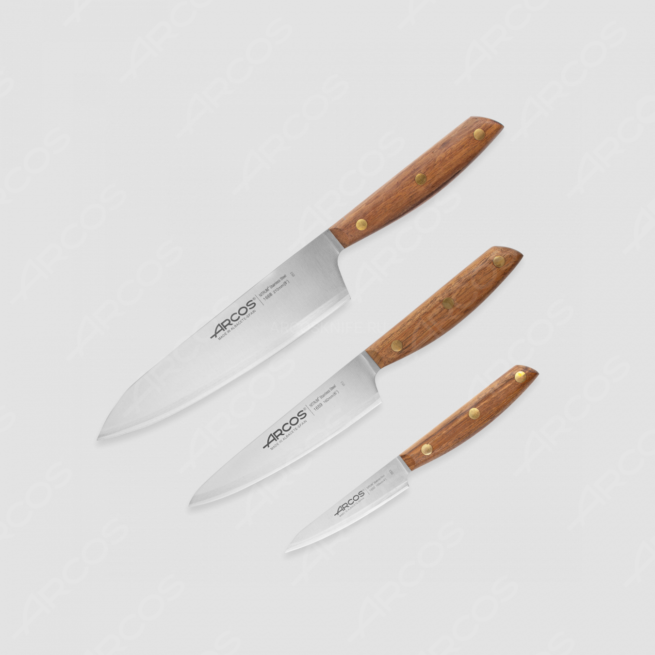 Набор кухонных ножей 3 штуки (10 см, 16 см, 21 см), серия Nordika, ARCOS, Испания