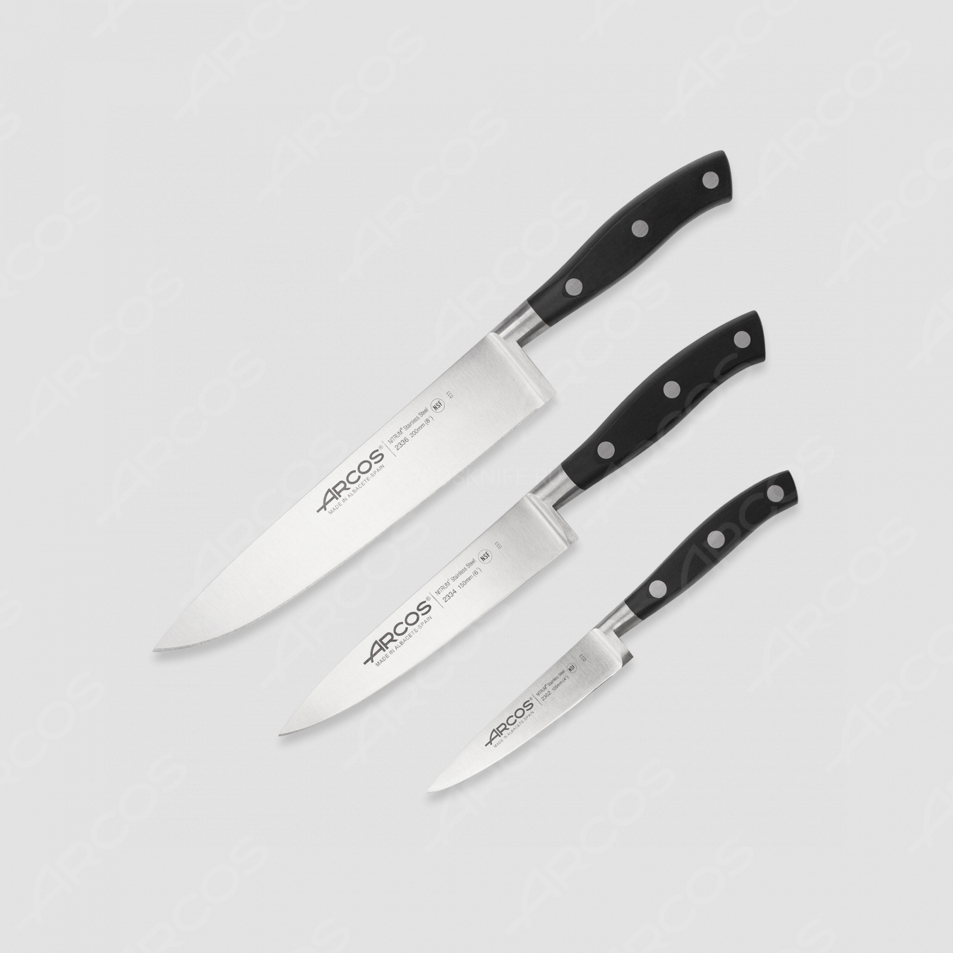 Набор кухонных ножей, 3 штуки (10 см, 15 см, 20 см), серия Riviera, ARCOS, Испания