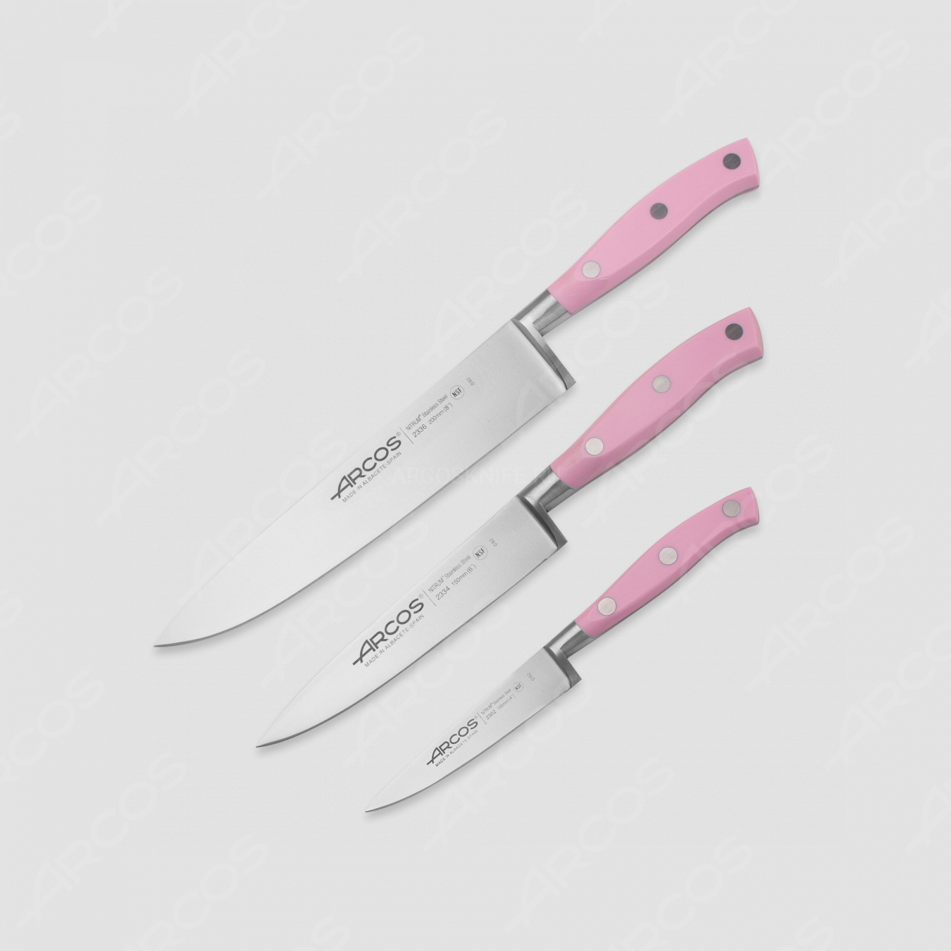 Набор кухонных ножей 3 шт. (10 см, 15 см, 20 см), серия Riviera Rose, ARCOS, Испания