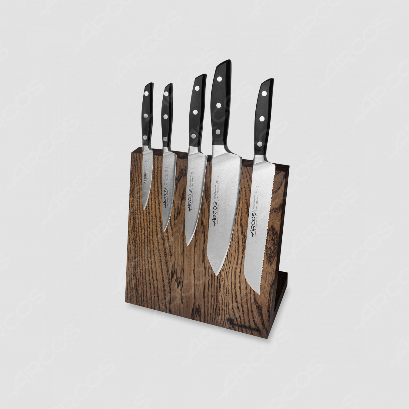 Набор из 5-ти кухонных ножей на подставке из дуба, серия Manhattan, ARCOS, Испания
