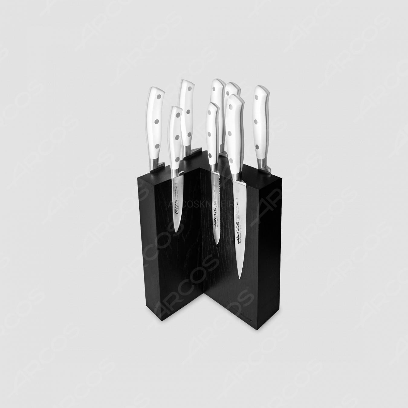 Набор из 8-ми кухонных ножей на подставке из дуба, серия Riviera Blanca, ARCOS, Испания