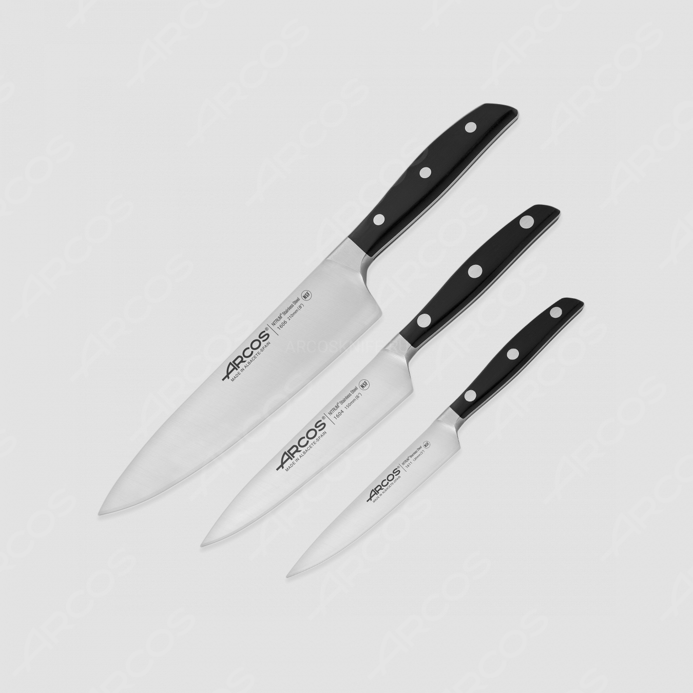 Набор из 3-х кухонных ножей «поварская тройка», серия Manhattan, ARCOS, Испания