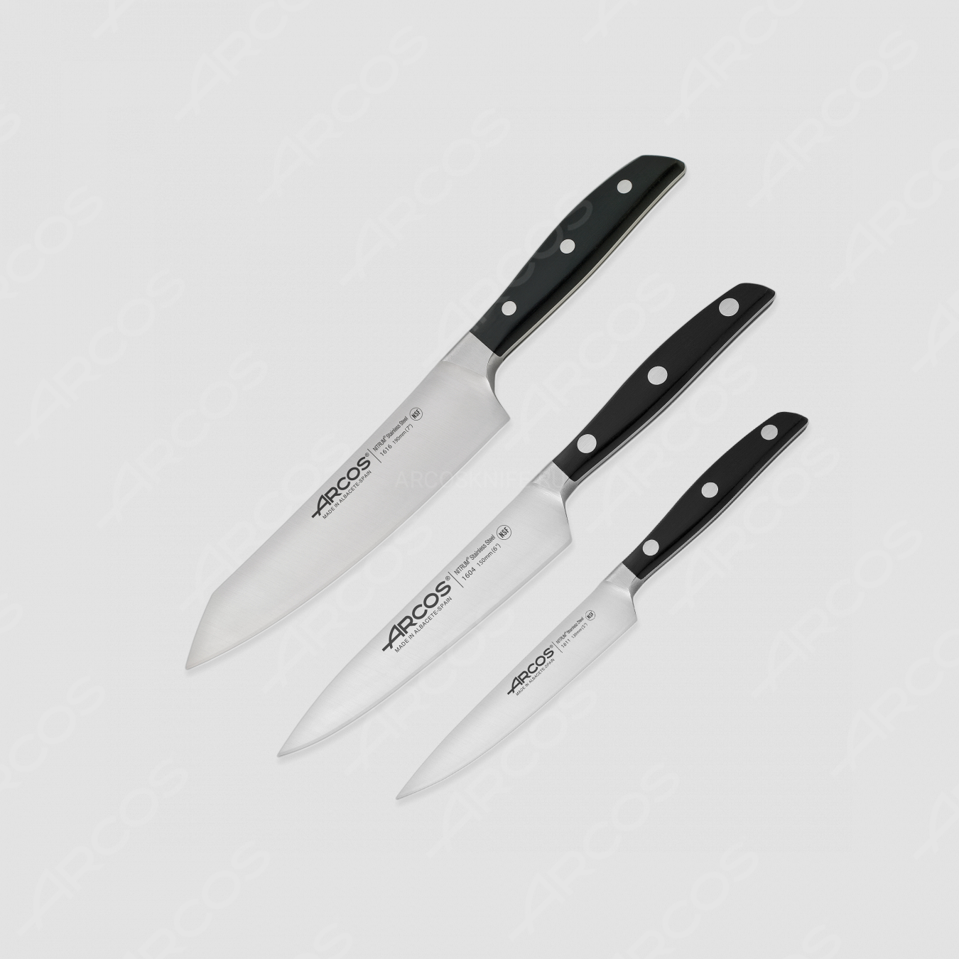 Набор из 3-х кухонных ножей «поварская тройка», серия Manhattan, ARCOS, Испания