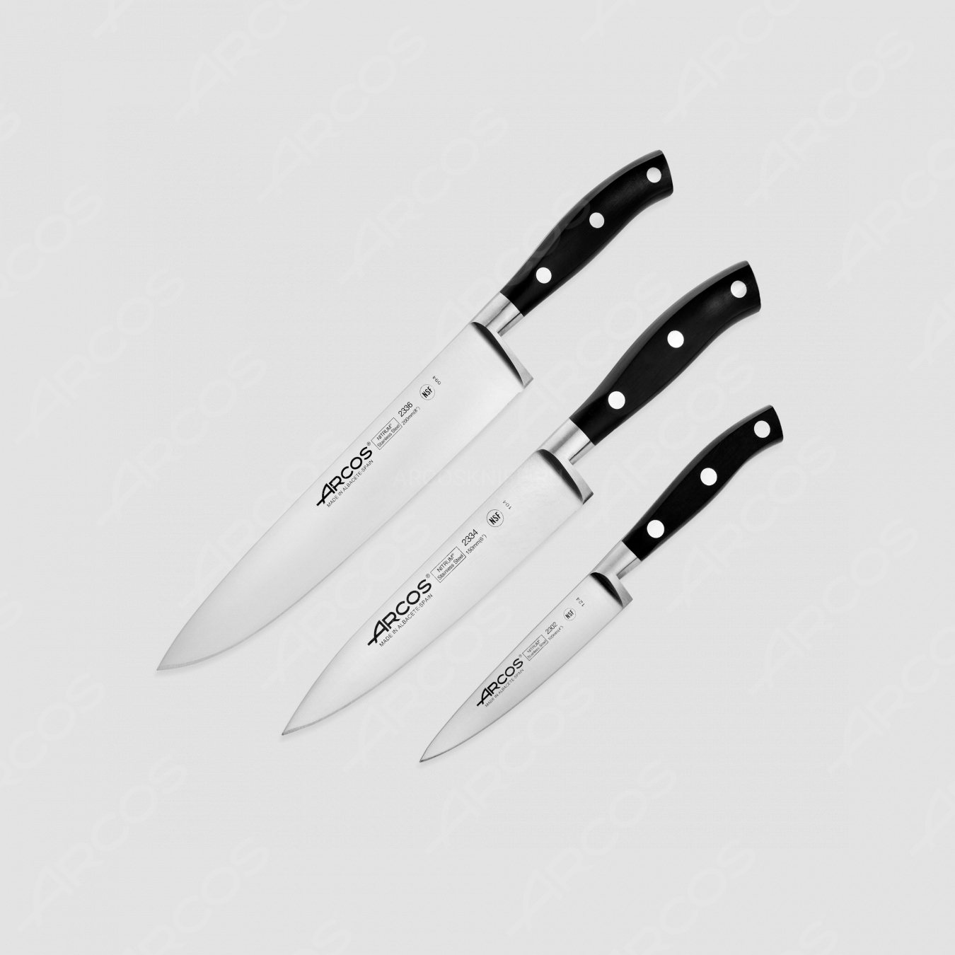 Набор из 3-х кухонных ножей «поварская тройка», серия Riviera, ARCOS, Испания